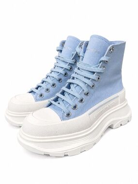 Alexander McQueen Tread Slick Canvas High Top Sneakers Baby Blue